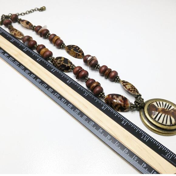 Chico's Animal Print Pendant Bead Necklace, 21 Inches - Picture 5 of 8